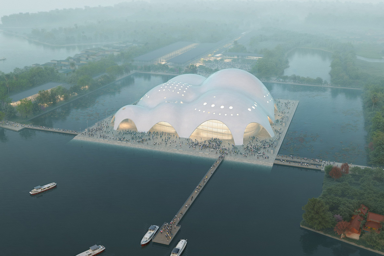 Renzo Piano Building Workshop создаст жемчужный оперный театр на озере в Ханое